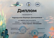 Карнаухова В., 1 место Океан - известный и загадочный 